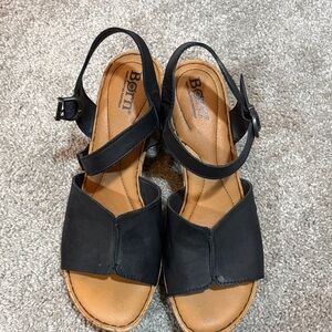 b.o.c. Black Leather Women's Sandals